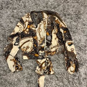 Gold Accent Pattern Fashion Nova Blouse